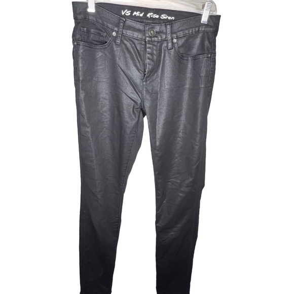 Victoria's Secret Black Mid-rise Siren coated jeans Size 12 - Picture 1 of 5